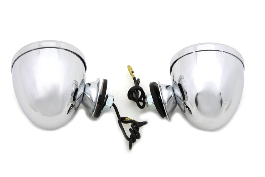 Chrome Shielded Bullet Marker Lamp Set with Amber Lens