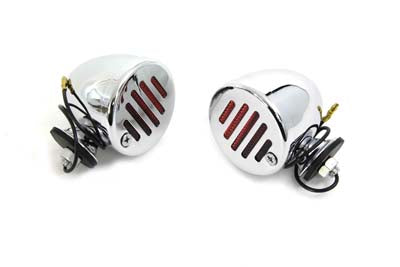 Chrome Shielded Bullet Marker Lamp Set with Red lens