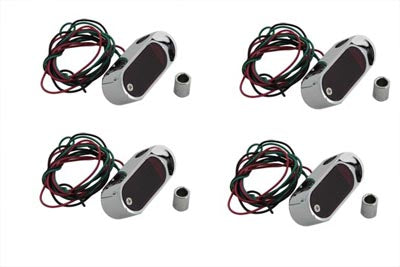 Chrome Mini Marker Lamp Set LED with Red Lens