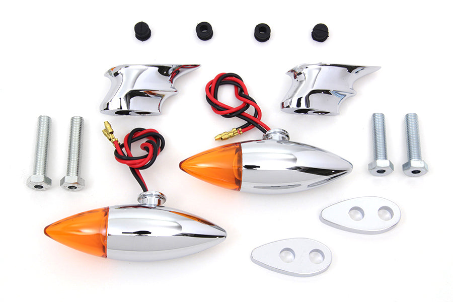 Chrome Torpedo Bullet Style Marker Lamp Set