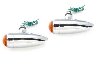 Chrome Missile Head Marker Lamp with Amber Lens