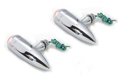Chrome Missile Head Marker Lamp with Amber Lens