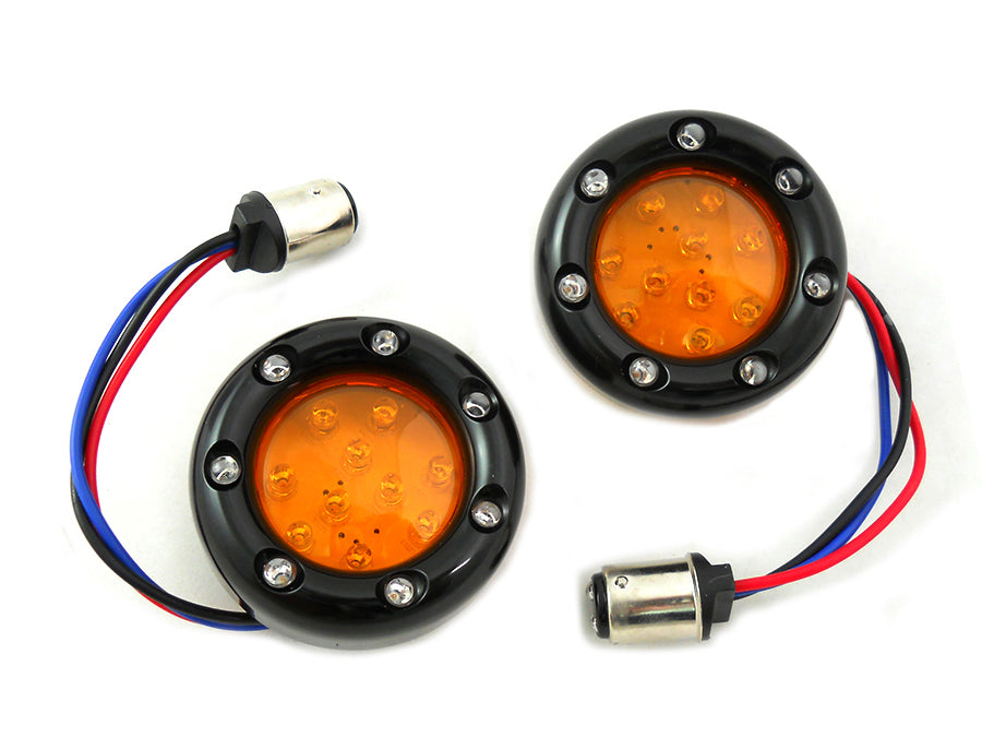 Black LED Turn Signal Bezel with Amber Lens