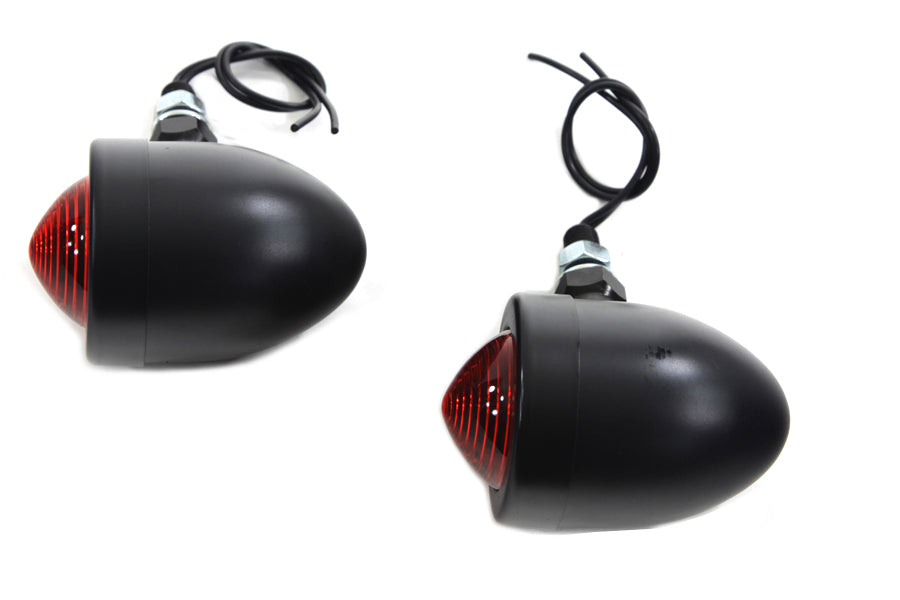 Black Bullet Marker Lamp Set with Red Lens