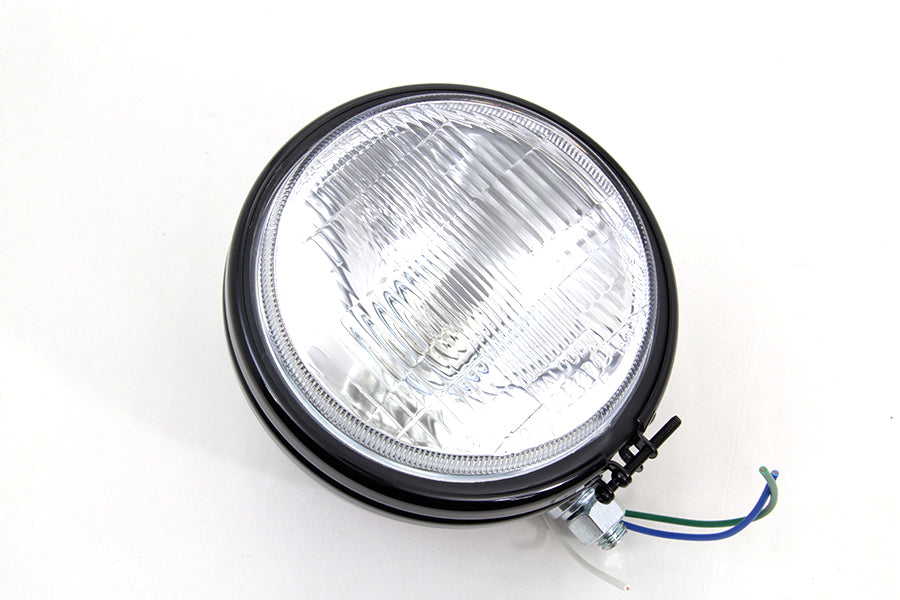 5-3/4 Round Stock Type Black Headlamp