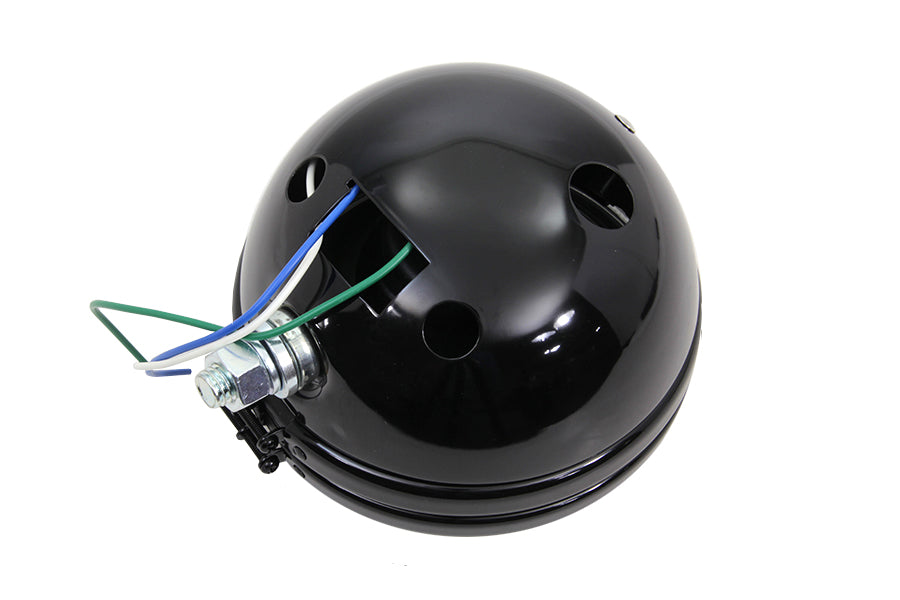 5-3/4 Round Stock Type Black Headlamp