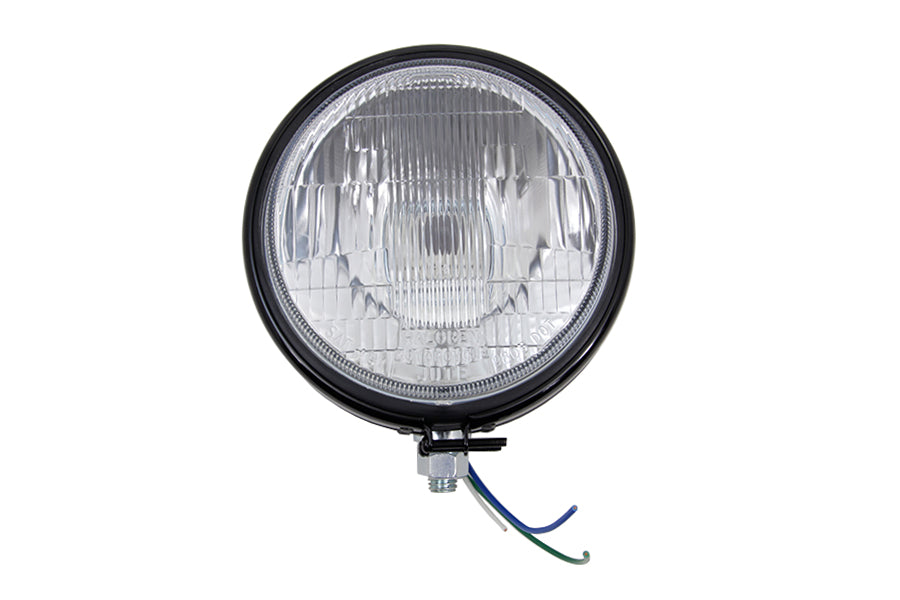 5-3/4 Round Stock Type Black Headlamp