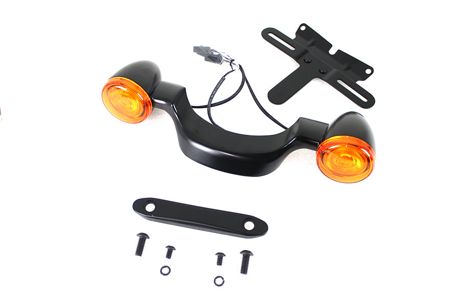Black Bullet Rear Turn Signal Bar and License Plate