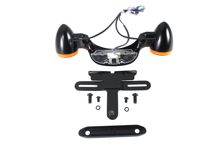 Black Bullet Rear Turn Signal Bar and License Plate