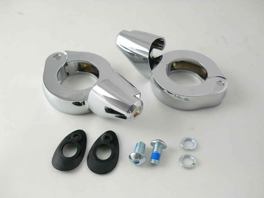 Chrome Front Turn Signal Relocation Kit 39mm Forks