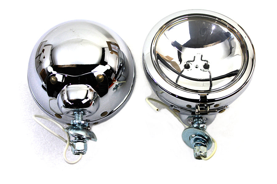 Chrome 4-1/2 Spotlamp Set with Clear 6 Volt Bulb