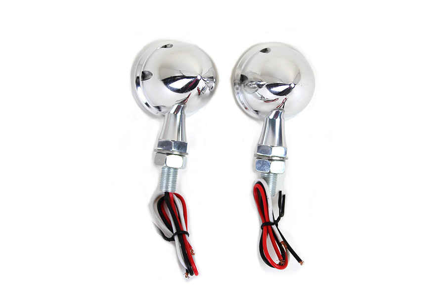 LED Bullet Turn Signal Set Polished with Red Lens