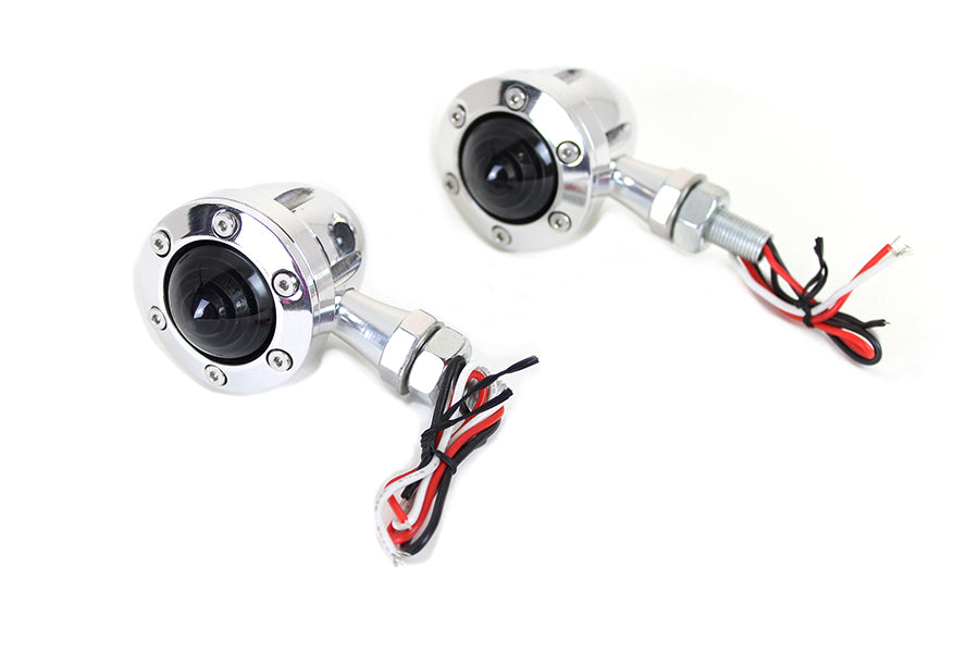 LED Bullet Turn Signal Set Polished with Amber Lens