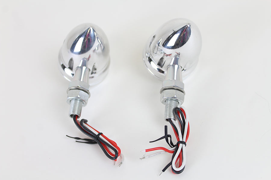 LED Bullet Turn Signal Set Polished with Amber Lens
