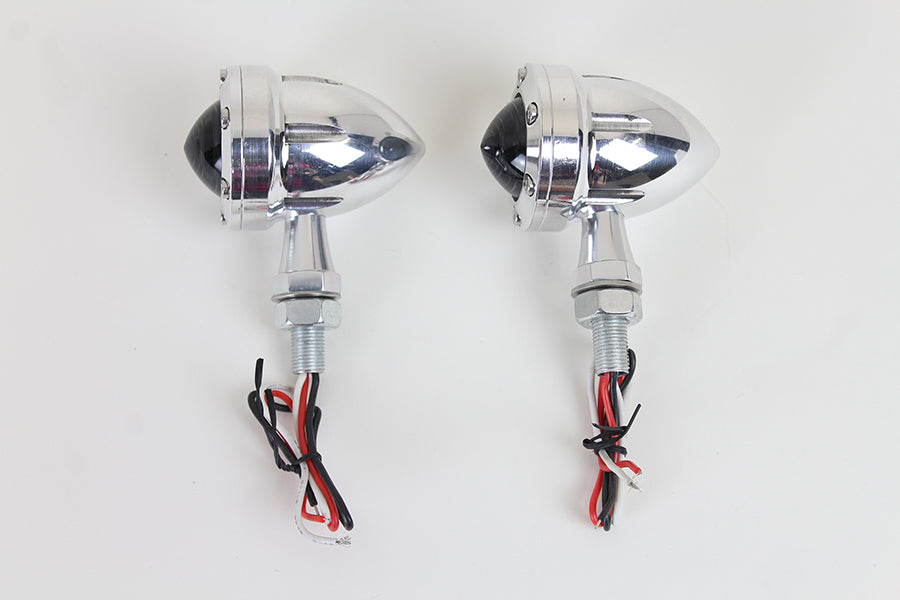 LED Bullet Turn Signal Set Polished with Amber Lens