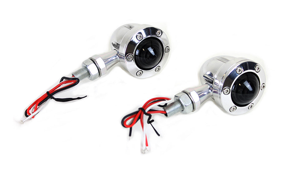 LED Bullet Turn Signal Set Polished with Amber Lens