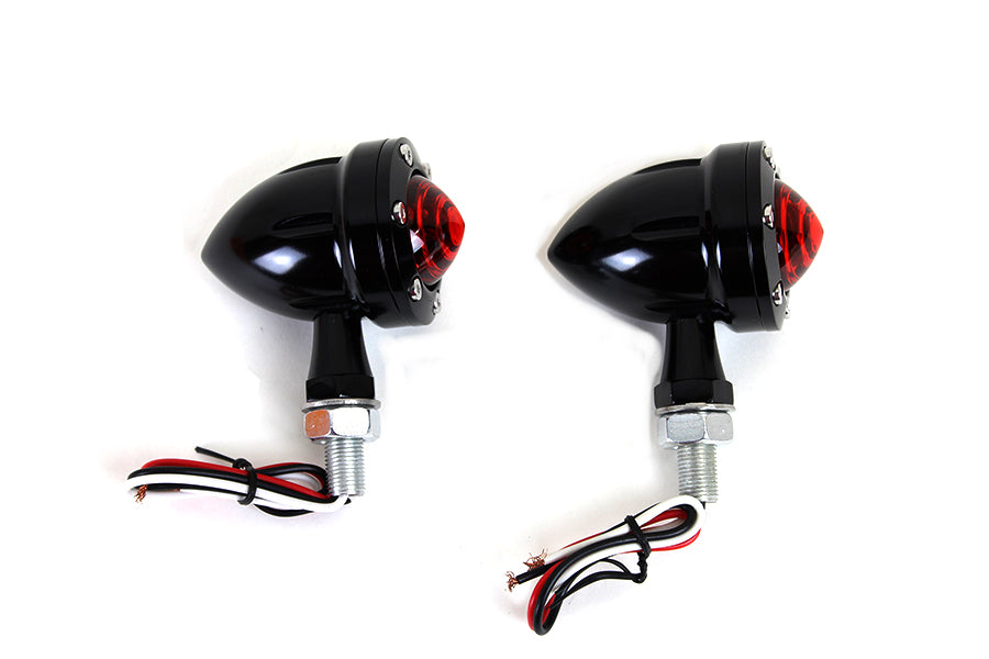 LED Bullet Turn Signal Set Black with Red Lens
