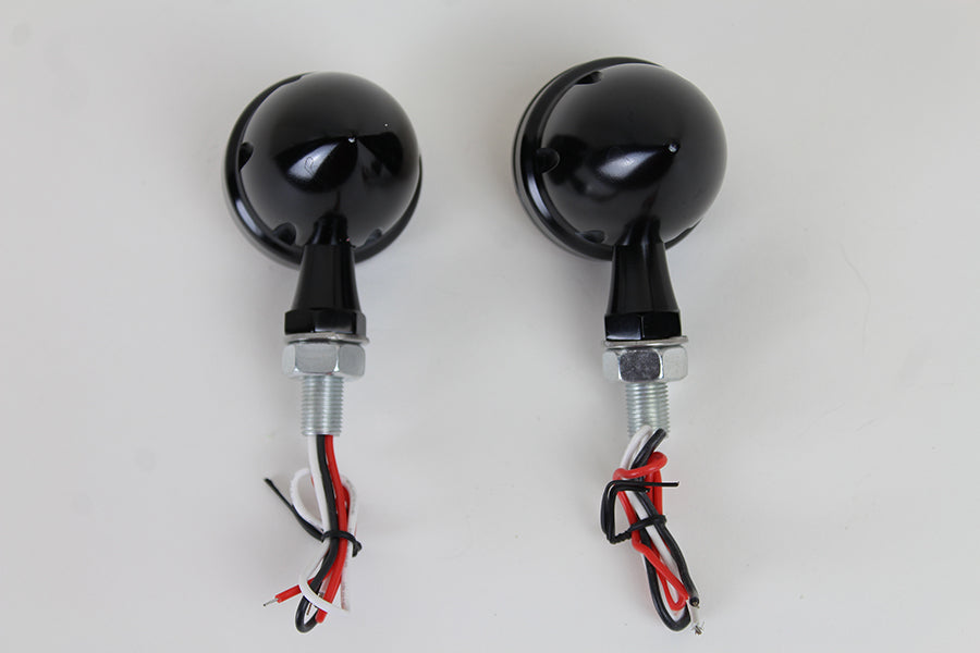 LED Bullet Turn Signal Set Black with Amber Lens