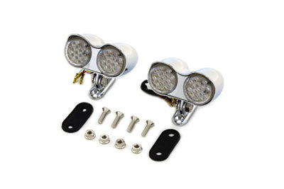 Chrome Oval Tail Lamp Assembly Red and Amber LED