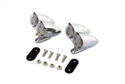 Chrome Oval Tail Lamp Assembly Red and Amber LED