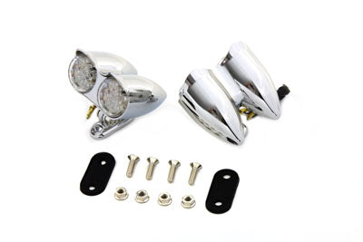 Chrome Oval Tail Lamp Assembly Red and Amber LED