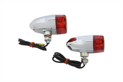 Chrome Snake Eye Marker Lamp Set Red