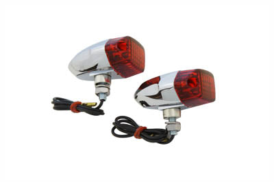 Chrome Snake Eye Marker Lamp Set Red
