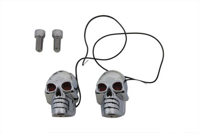 2 Chrome Skull Marker Lamp