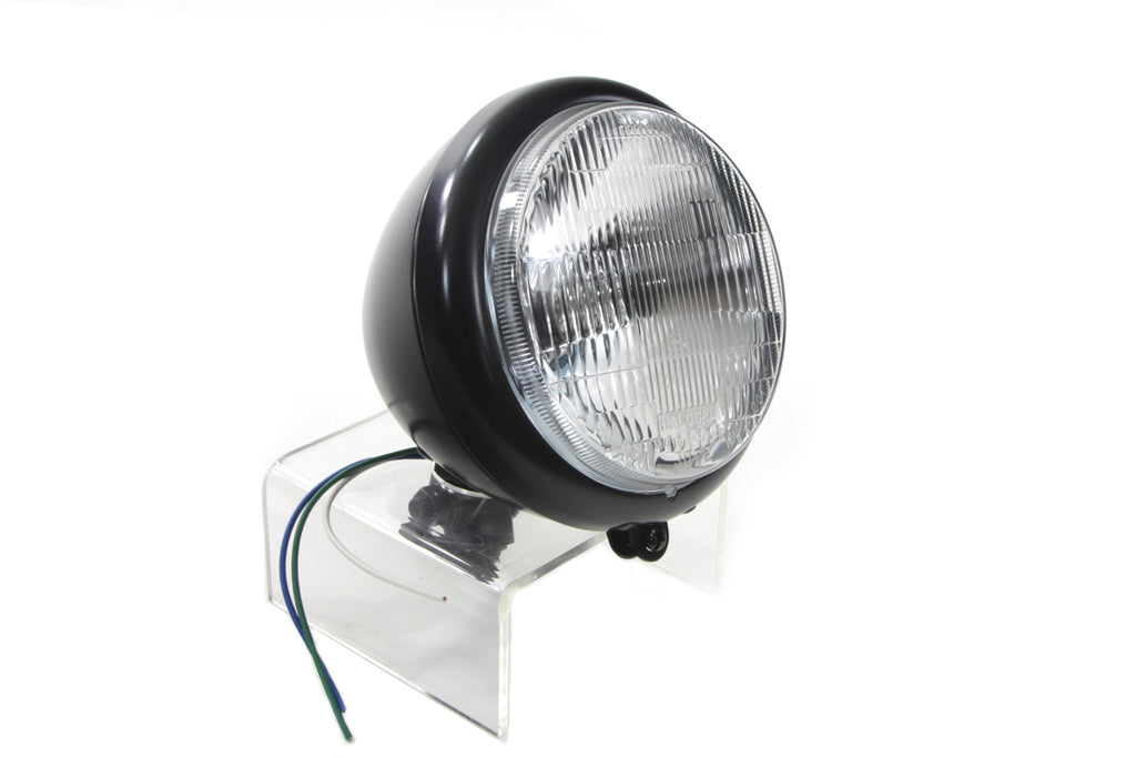 Black 5-3/4 Round Headlamp Tear Drop Style