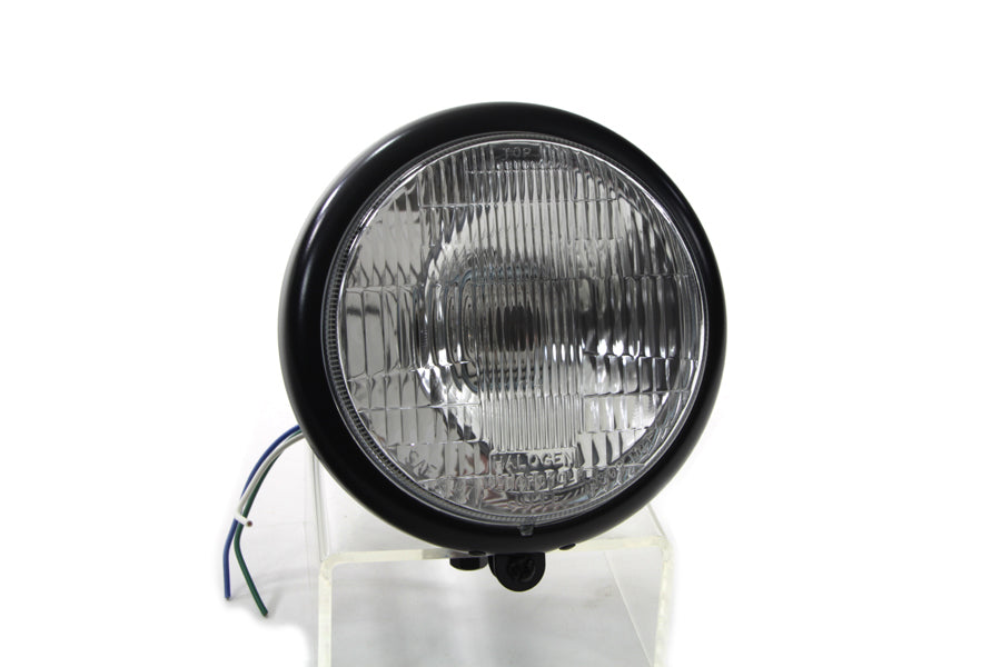 Black 5-3/4 Round Headlamp Tear Drop Style