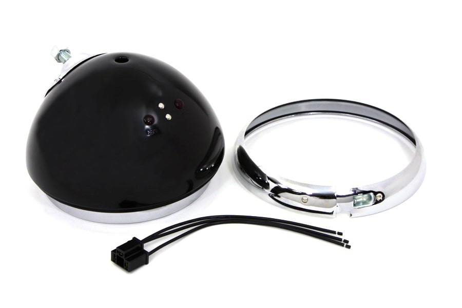 Black 7 K Headlamp Housing with Chrome Rim