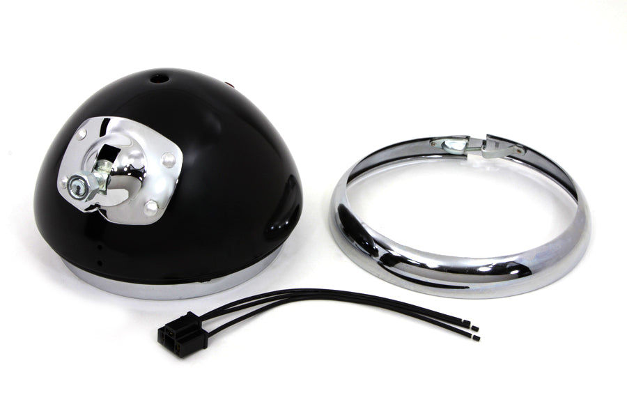 Black 7 K Headlamp Housing with Chrome Rim