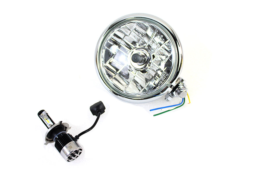 5-3/4 Bates Style 12 Volt LED Headlamp Chrome