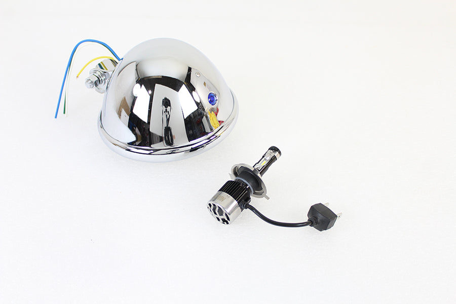 5-3/4 Bates Style 12 Volt LED Headlamp Chrome