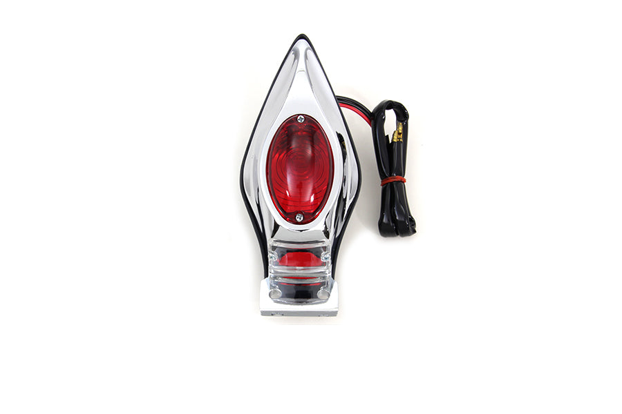 Chrome Tear Drop Bulb Tail Lamp Assembly with Red Lens