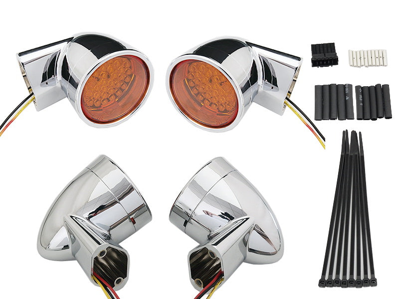 Chrome Revox Bullet Style LED Turn Signal Lamp Kit