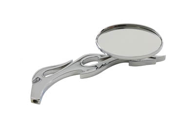 Chrome Oval Mirror with Billet Flame Stem
