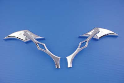 Chrome Diamond Mirror Set with Billet Diamond Stems