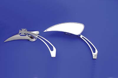 Chrome Tear Drop Mirror Set with Billet Cross Head Stem