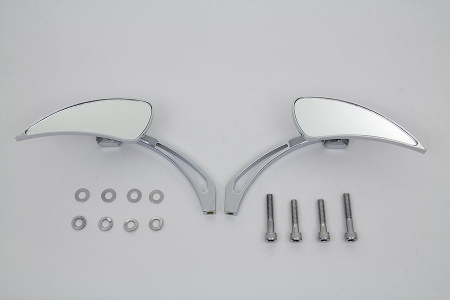 Chrome Tear Drop Mirror Set with Billet Cross Head Stem