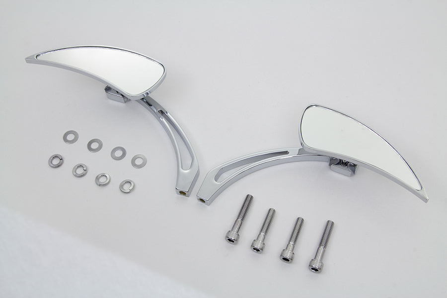 Chrome Tear Drop Mirror Set with Billet Cross Head Stem