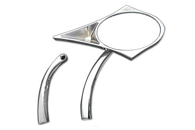 Chrome Spike Oval Mirror with Solid Billet Stems