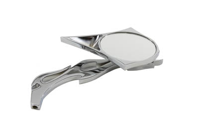 Chrome Spike Oval Mirror with Billet Flame Stem