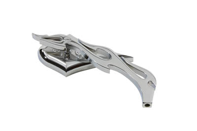 Chrome Spike Oval Mirror with Billet Flame Stem