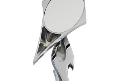 Chrome Spike Oval Mirror with Billet Flame Stem