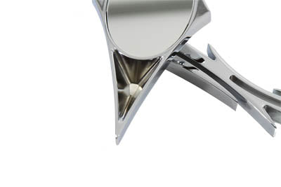 Chrome Spike Oval Mirror with Billet Skull Stem