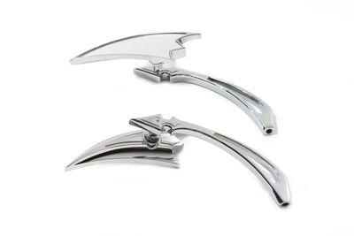 Chrome Crescent Mirror Set with Billet Spear Stems
