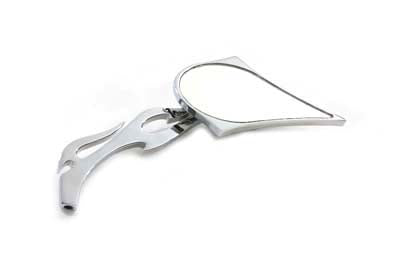 Chrome Spike Oval Mirror with Billet Flame Stem