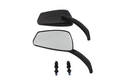 Black Rectangle Mirror Set with Billet Stems