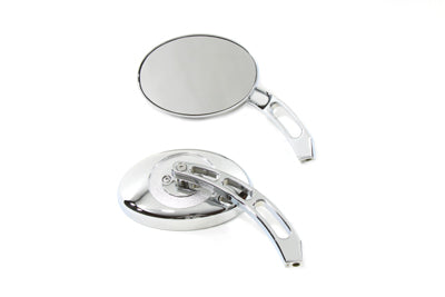 Oval Mirror Set with Billet 3 Slot Stem Chrome